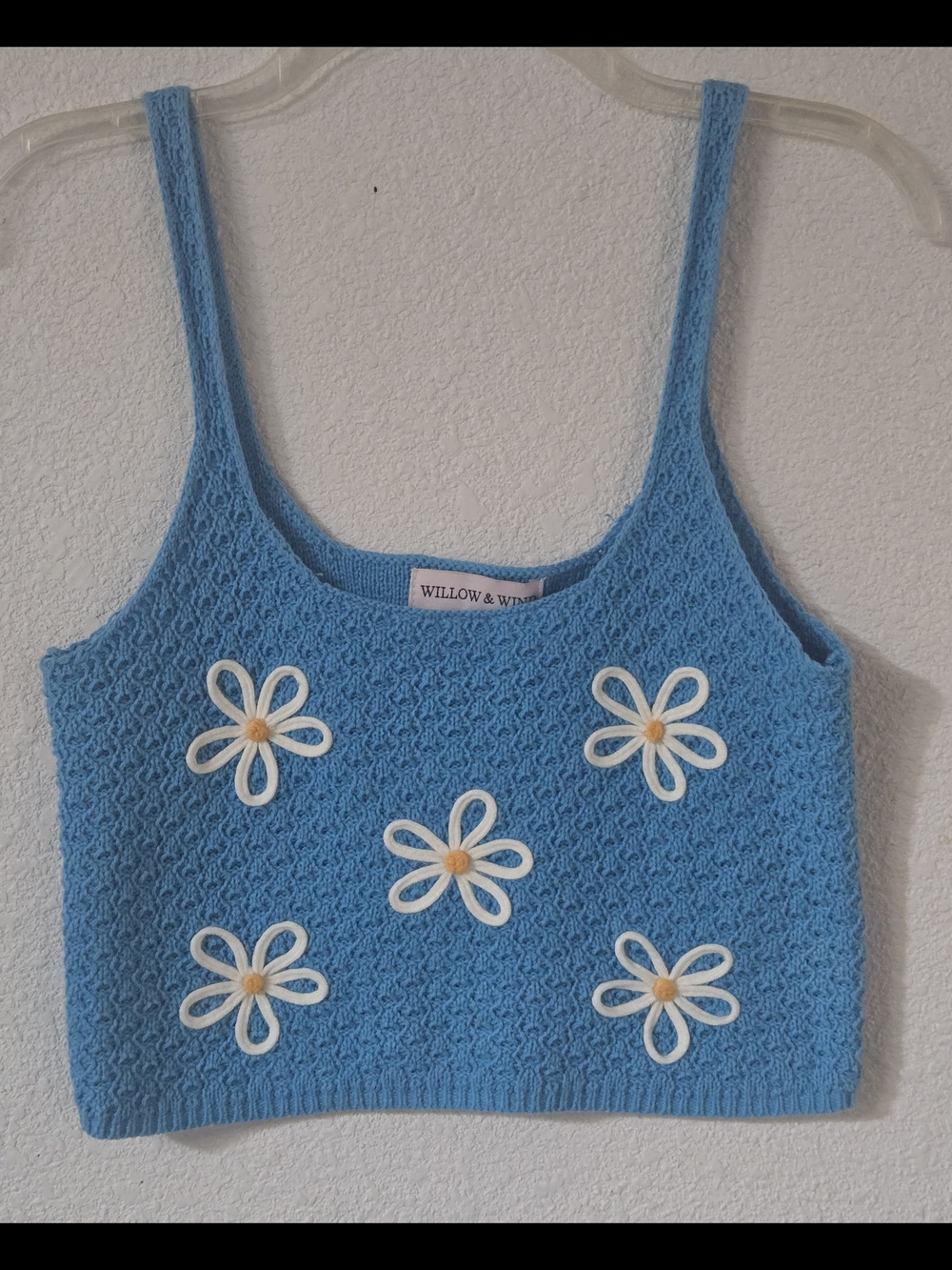 Blue Daisy Knit Crop Top & Skirt Set - Picture 3 of 10